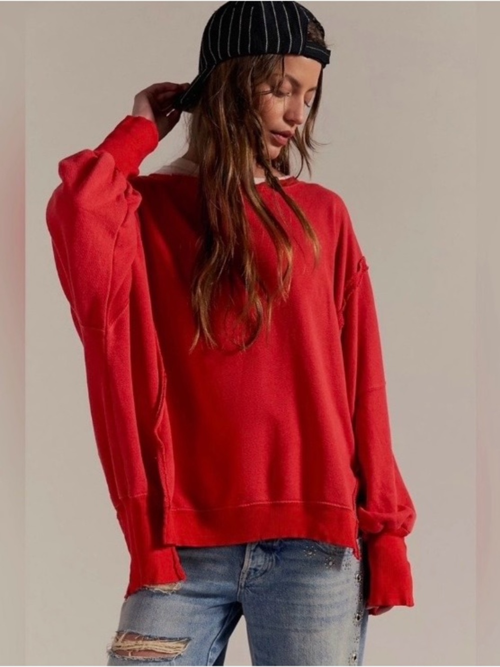 ▪️NWT Free People Camden Sweatshirt in Flame Red